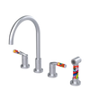 Rubinet Widespread Kitchen Set with Hand Spray Satin Chrome