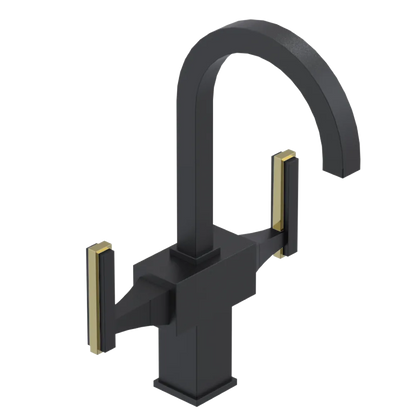 Rubinet Single Hole Dual Handle Lav. Set. (less drain) Matt Black