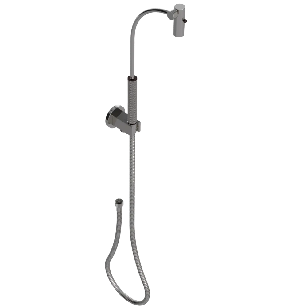 Rubinet Hand Held Shower Bidet with Extended Reach & Dual Function Spray Including Wall Bracket with Supply & Hose (Round) Polished Nickel
