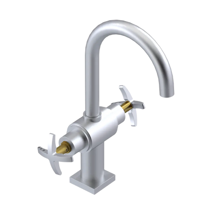 Rubinet Single Hole Dual Handle Lav. Set. (less drain) Satin Chrome