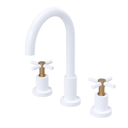 Rubinet Widespread Kitchen Set with LaSalle Spout White