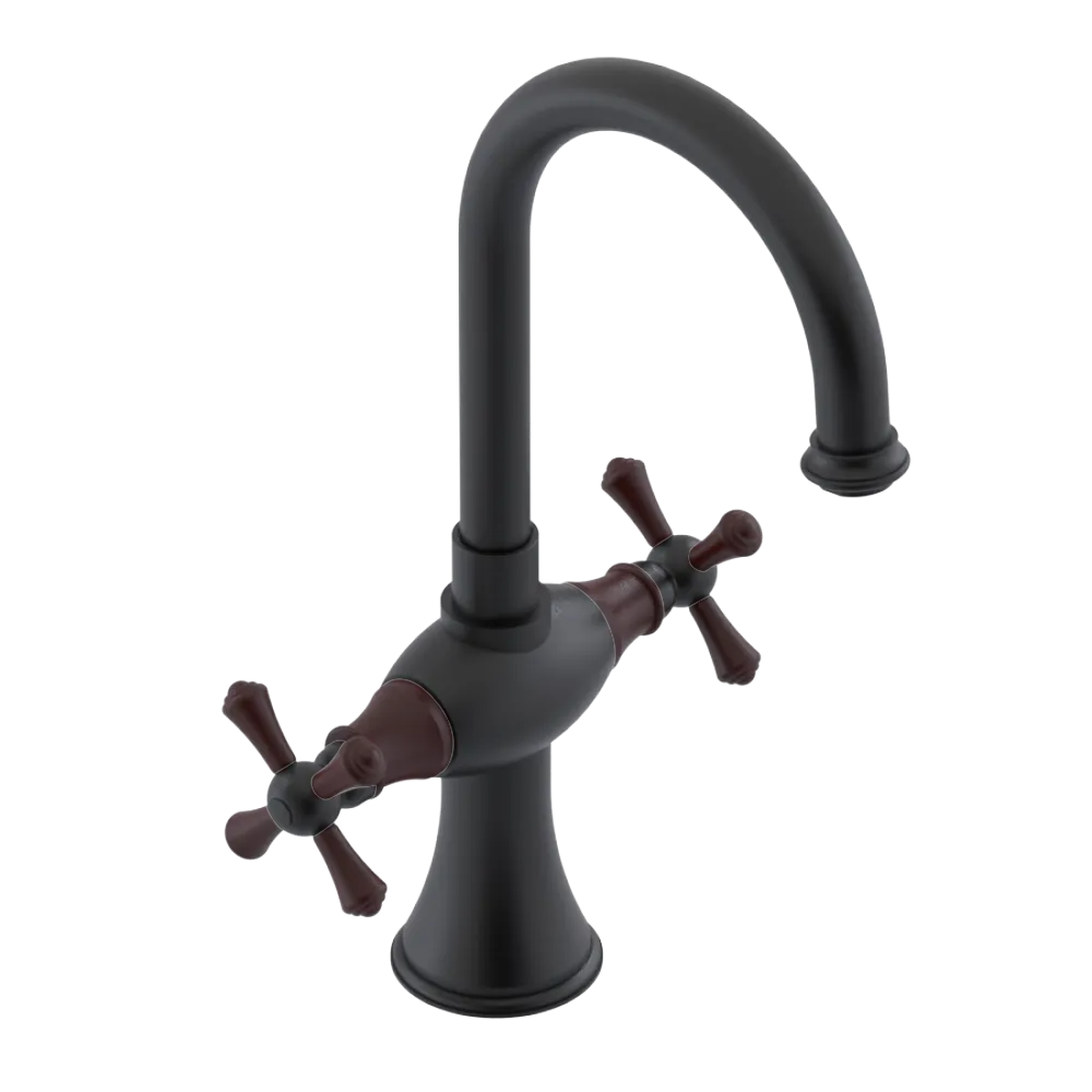 Rubinet Single Hole Dual Handle Lav. Set. (less drain) Matt Black