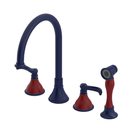 Rubinet Widespread Kitchen Set with Hand Spray Midnight Blue