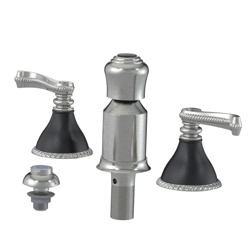 Rubinet Bidet Fitting with Spray, Diverter, and Vacum Breaker (Less Drain) Satin Nickel