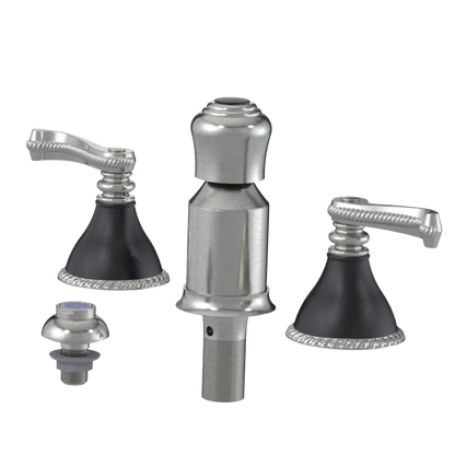 Rubinet Bidet Fitting with Spray, Diverter, and Vacum Breaker (Less Drain) Satin Nickel