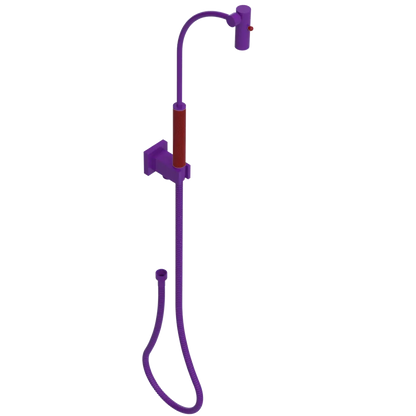Rubinet Hand Held Shower Bidet with Extended Reach & Dual Function Spray Including Wall Bracket with Supply & Hose (Square) Purple Haze