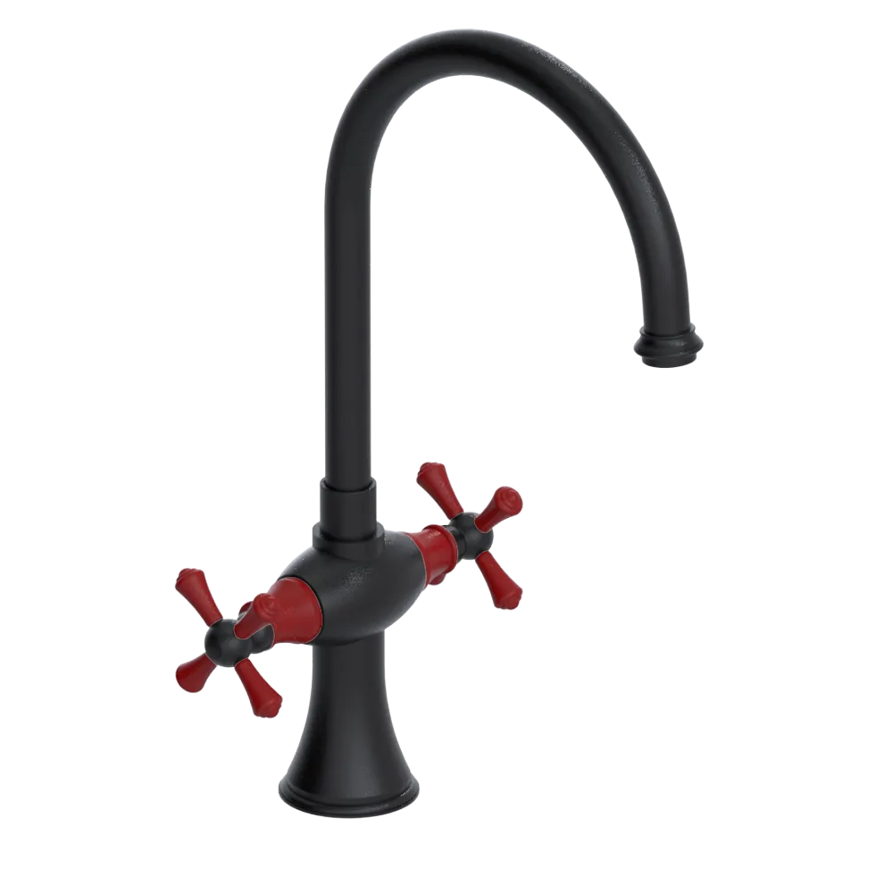 Rubinet Two Handle Single Hole Kitchen Set Matt Black