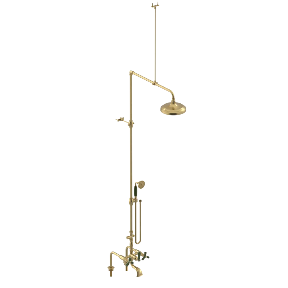 Rubinet Deck Mount Tub & Shower with Hand Held Shower Satin Brass