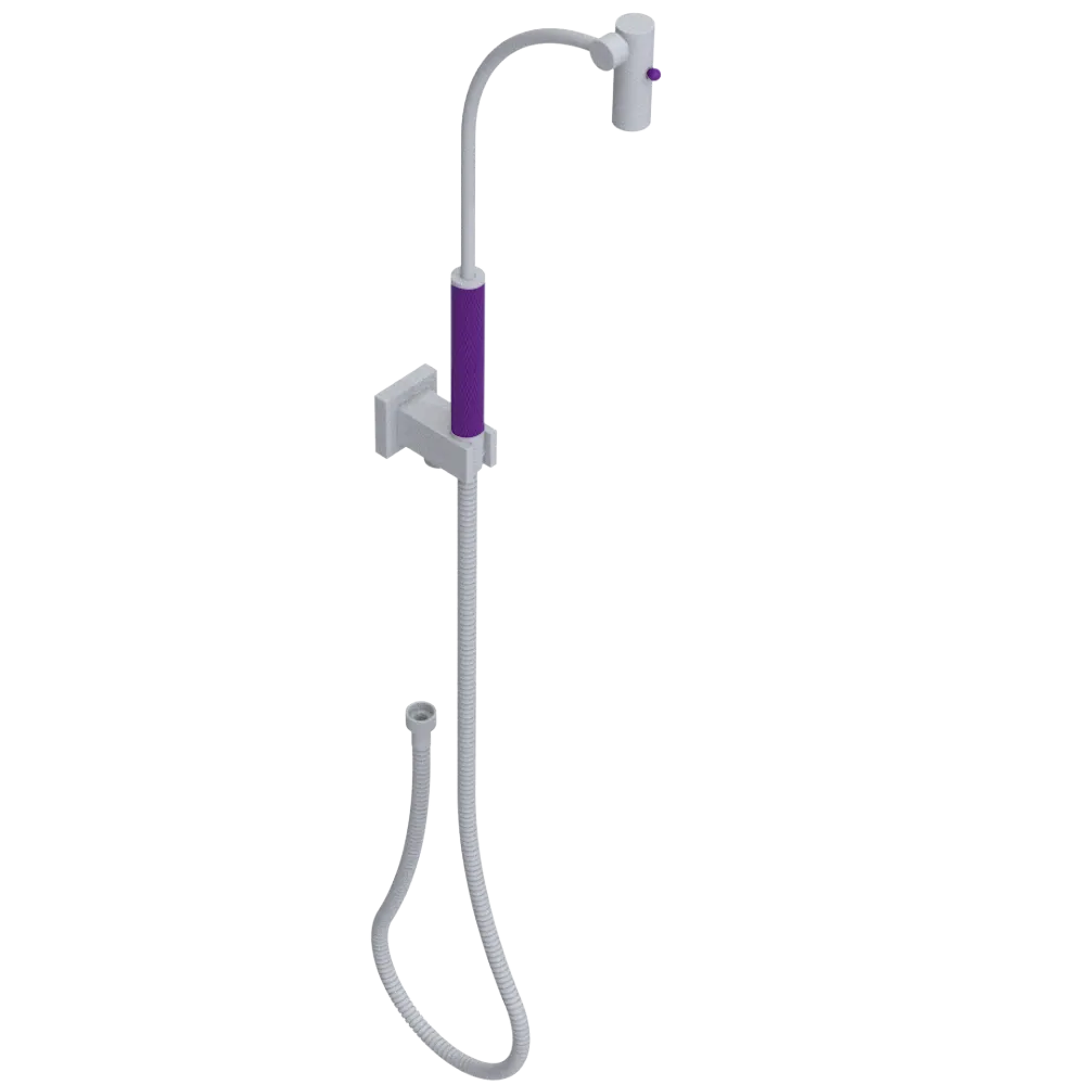 Rubinet Hand Held Shower Bidet with Extended Reach & Dual Function Spray Including Wall Bracket with Supply & Hose (Square) Matt White