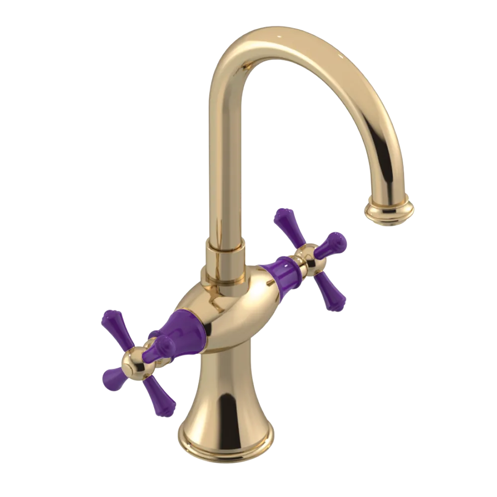 Rubinet Single Hole Dual Handle Lav. Set. (less drain) Gold