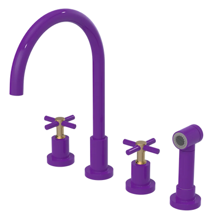 Rubinet Widespread Kitchen Set with LaSalle Spout with Hand Spray Purple Haze