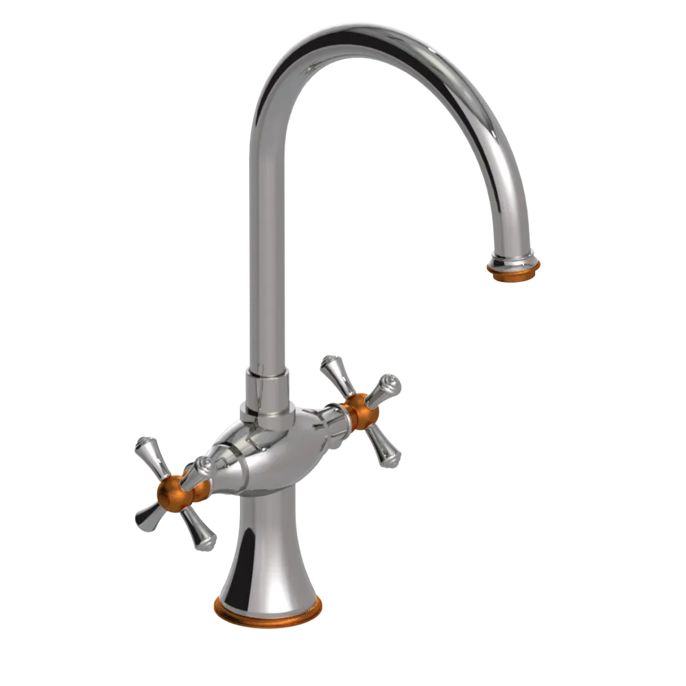 Rubinet Two Handle Single Hole Kitchen Set Polished Nickel