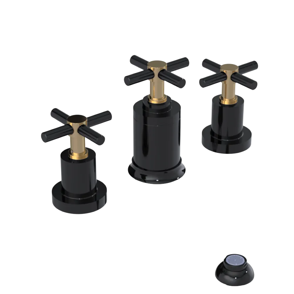 Rubinet Bidet Fitting with Spray, Diverter, and Vacuum Breaker (less drain) Black