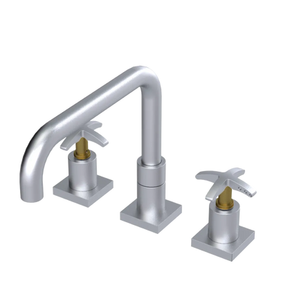 Rubinet Widespread Kitchen Set with Genesis Spout Satin Chrome
