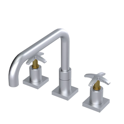 Rubinet Widespread Kitchen Set with Genesis Spout Satin Chrome