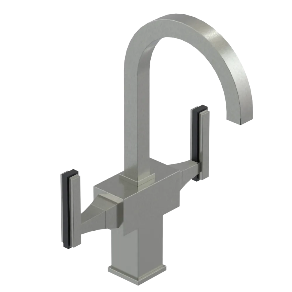 Rubinet Single Hole Dual Handle Lav. Set. (less drain) Satin Nickel