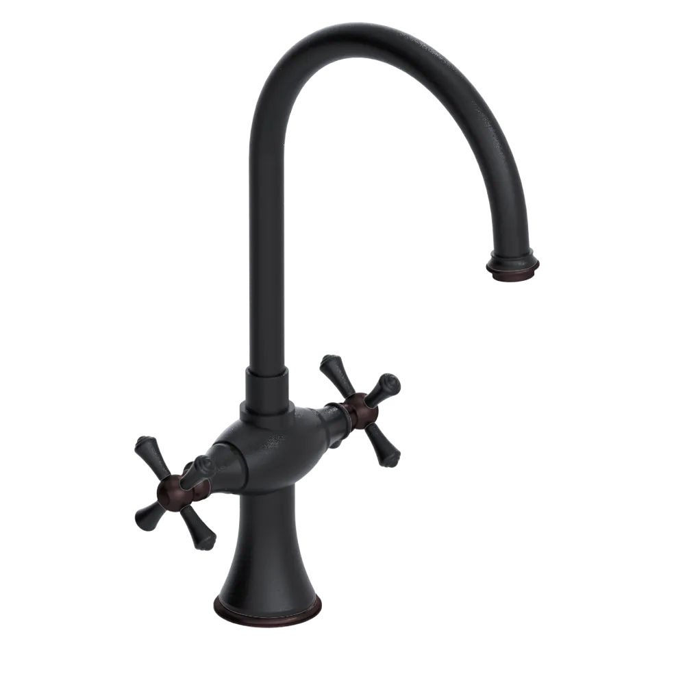 Rubinet Two Handle Single Hole Kitchen Set Matt Black