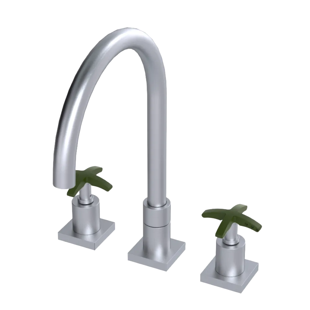 Rubinet Widespread Kitchen Set Satin Chrome