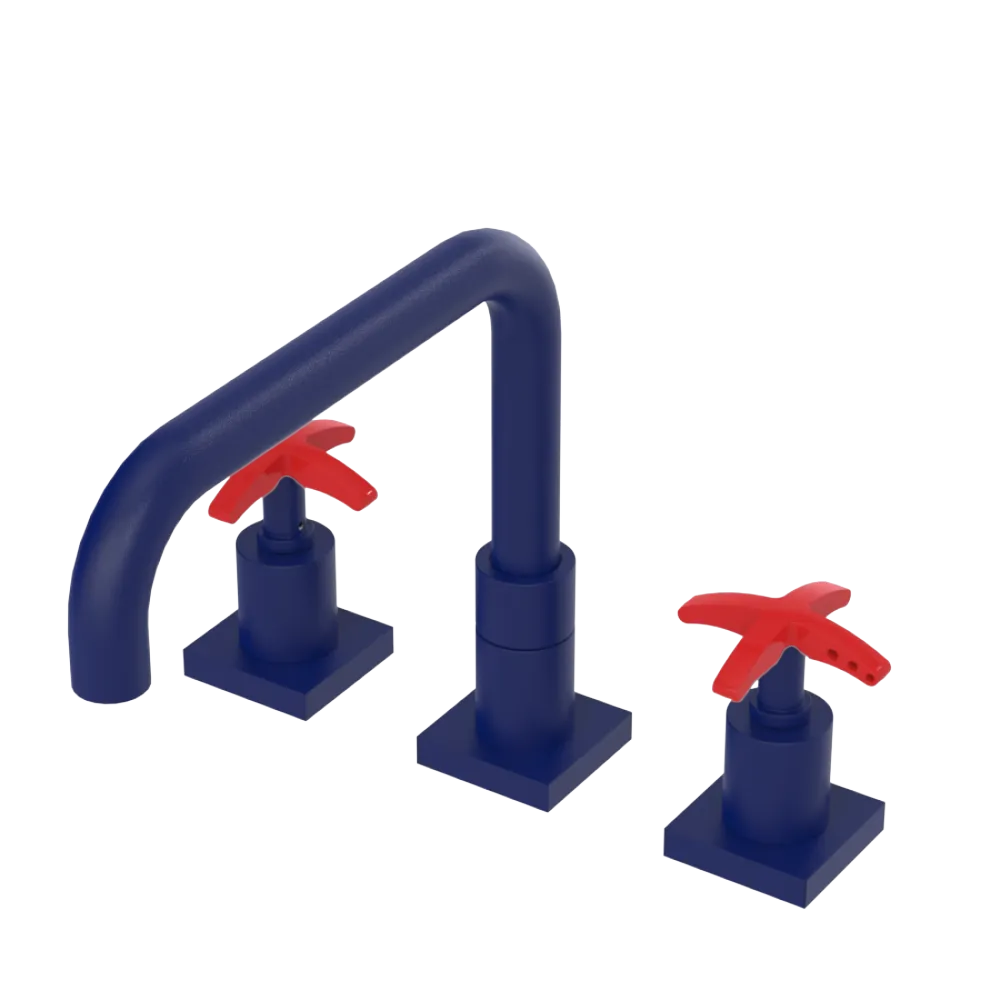 Rubinet Widespread Kitchen Set with Genesis Spout Midnight Blue