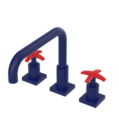 Rubinet Widespread Kitchen Set with Genesis Spout Midnight Blue