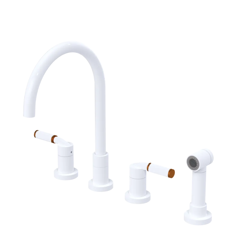 Rubinet Widespread Kitchen Set with Hand Spray White