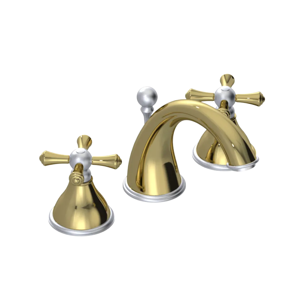 Rubinet Widespread Lav. Set. (less drain) Natural Brass