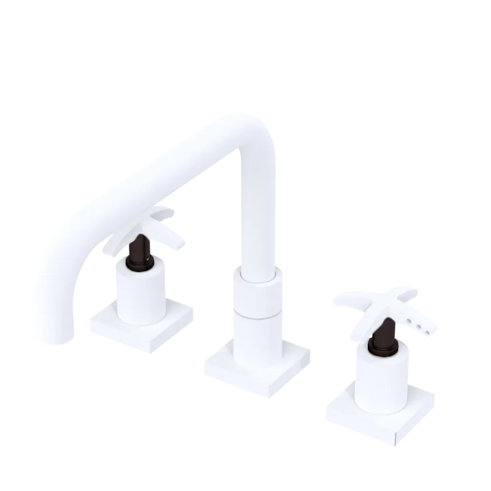 Rubinet Widespread Kitchen Set with Genesis Spout Matt White