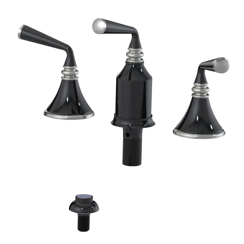 Rubinet Bidet Fitting with Spray, Diverter, and Vacum Breaker (Less Drain) Black