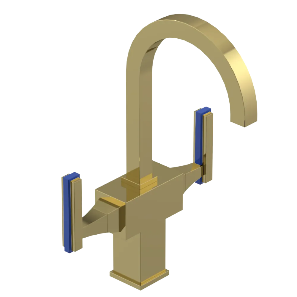Rubinet Single Hole Dual Handle Lav. Set. (less drain) Natural Brass