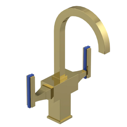 Rubinet Single Hole Dual Handle Lav. Set. (less drain) Natural Brass