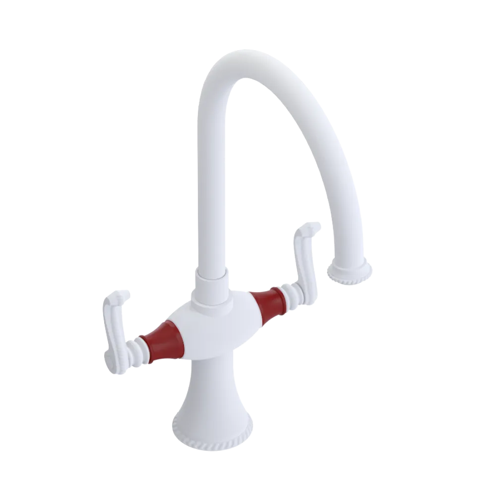 Rubinet Two Handle Single Hole Kitchen Set Matt White
