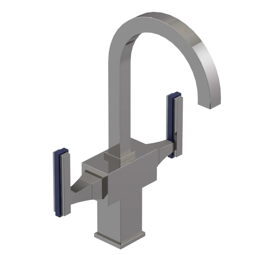 Rubinet Single Hole Dual Handle Lav. Set. (less drain) Polished Nickel
