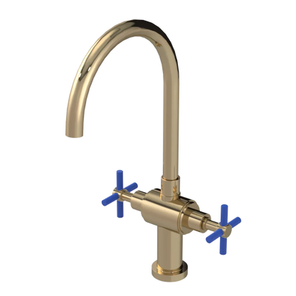 Rubinet Two Handle Single Hole Kitchen Set with LaSalle Spout Gold