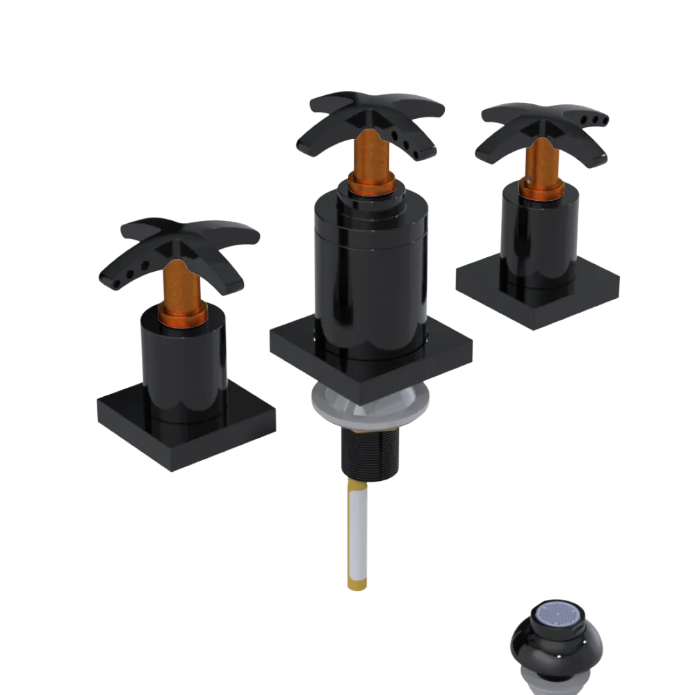 Rubinet Bidet Fitting with Spray, Diverter, and Vacuum Breaker (less drain) Black