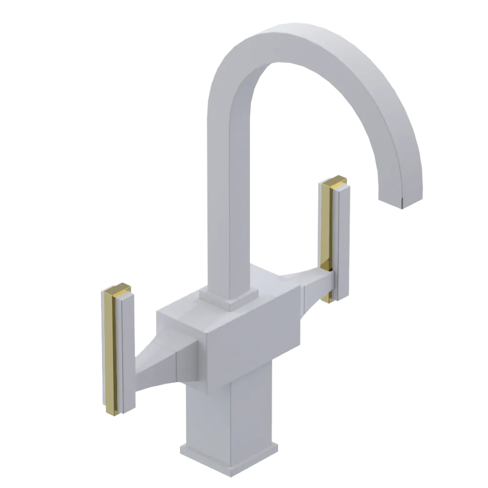 Rubinet Single Hole Dual Handle Lav. Set. (less drain) Matt White