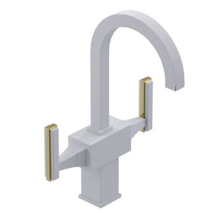 Rubinet Single Hole Dual Handle Lav. Set. (less drain) Matt White