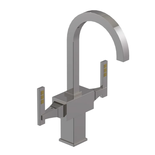 Rubinet Single Hole Dual Handle Lav. Set. (less drain) Polished Nickel