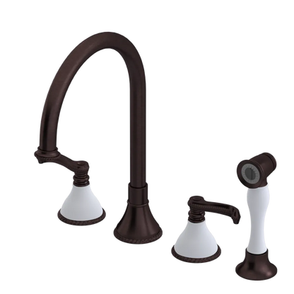 Rubinet Widespread Kitchen Set with Hand Spray Tuscan Brass