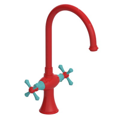 Rubinet Two Handle Single Hole Kitchen Set Red
