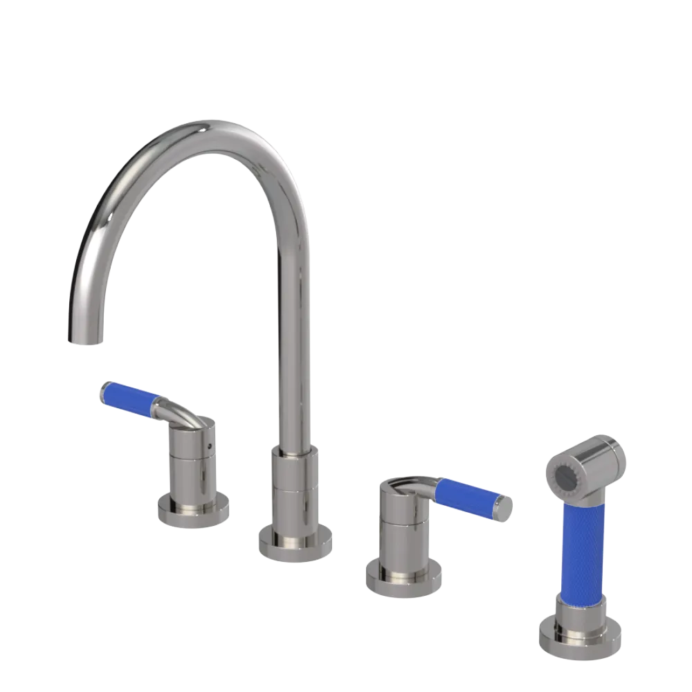 Rubinet Widespread Kitchen Set with Hand Spray Polished Nickel