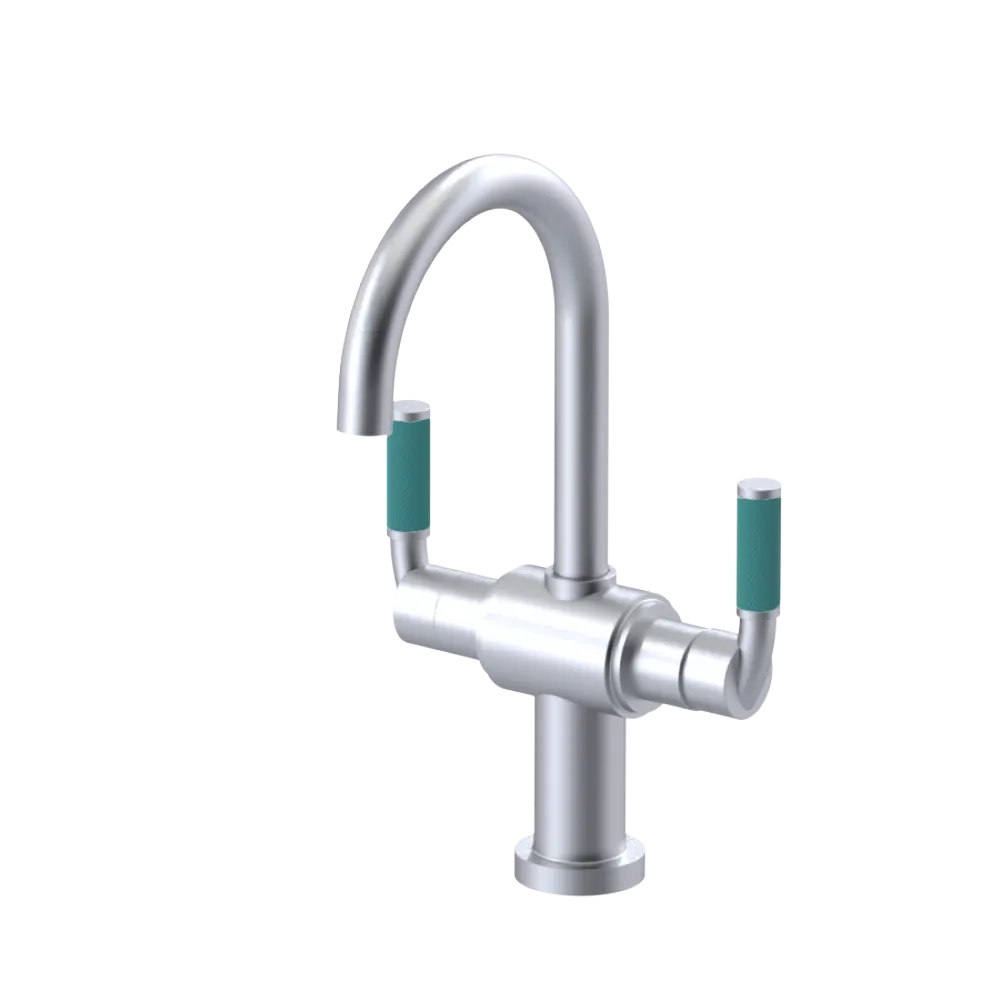 Rubinet Single Hole Dual Handle Lav. Set. (less drain) Satin Chrome
