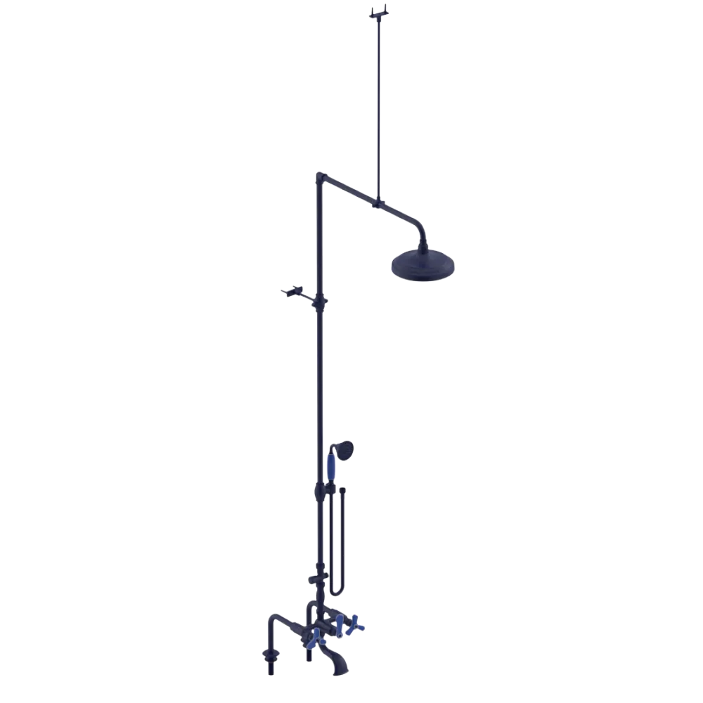 Rubinet Deck Mount Tub & Shower with Hand Held Shower Midnight Blue