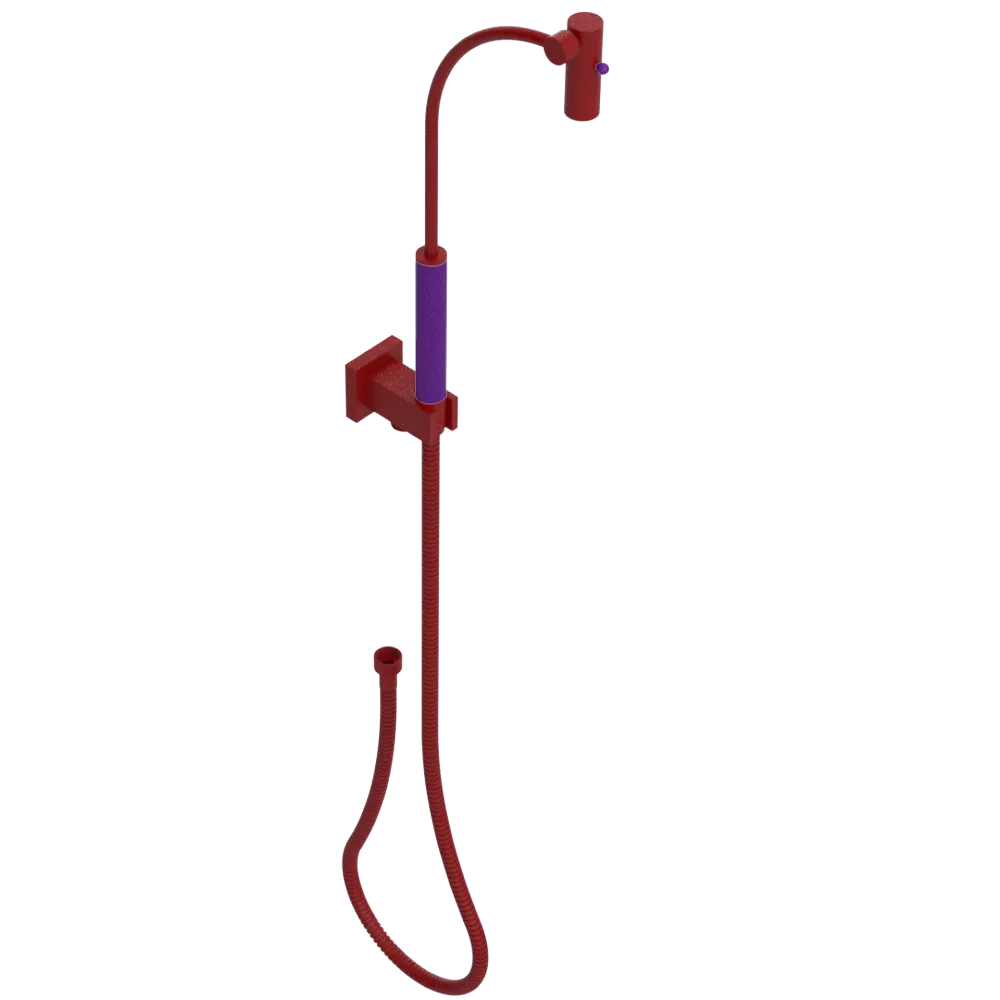Rubinet Hand Held Shower Bidet with Extended Reach & Dual Function Spray Including Wall Bracket with Supply & Hose (Square) Maroon