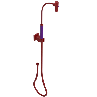 Rubinet Hand Held Shower Bidet with Extended Reach & Dual Function Spray Including Wall Bracket with Supply & Hose (Square) Maroon