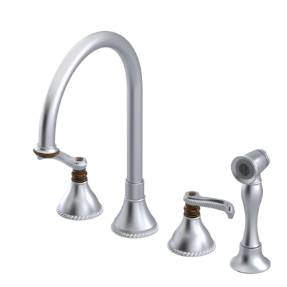 Rubinet Widespread Kitchen Set with Hand Spray Satin Chrome