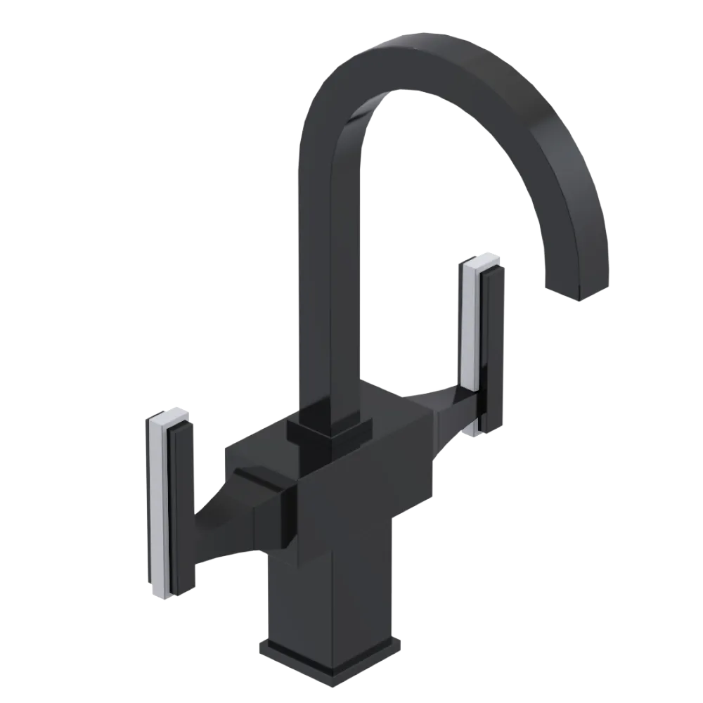 Rubinet Single Hole Dual Handle Lav. Set. (less drain) Black