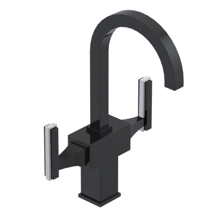 Rubinet Single Hole Dual Handle Lav. Set. (less drain) Black