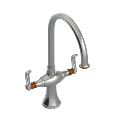 Rubinet Two Handle Single Hole Kitchen Set Satin Nickel