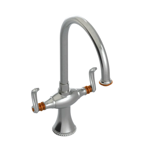 Rubinet Two Handle Single Hole Kitchen Set Satin Nickel