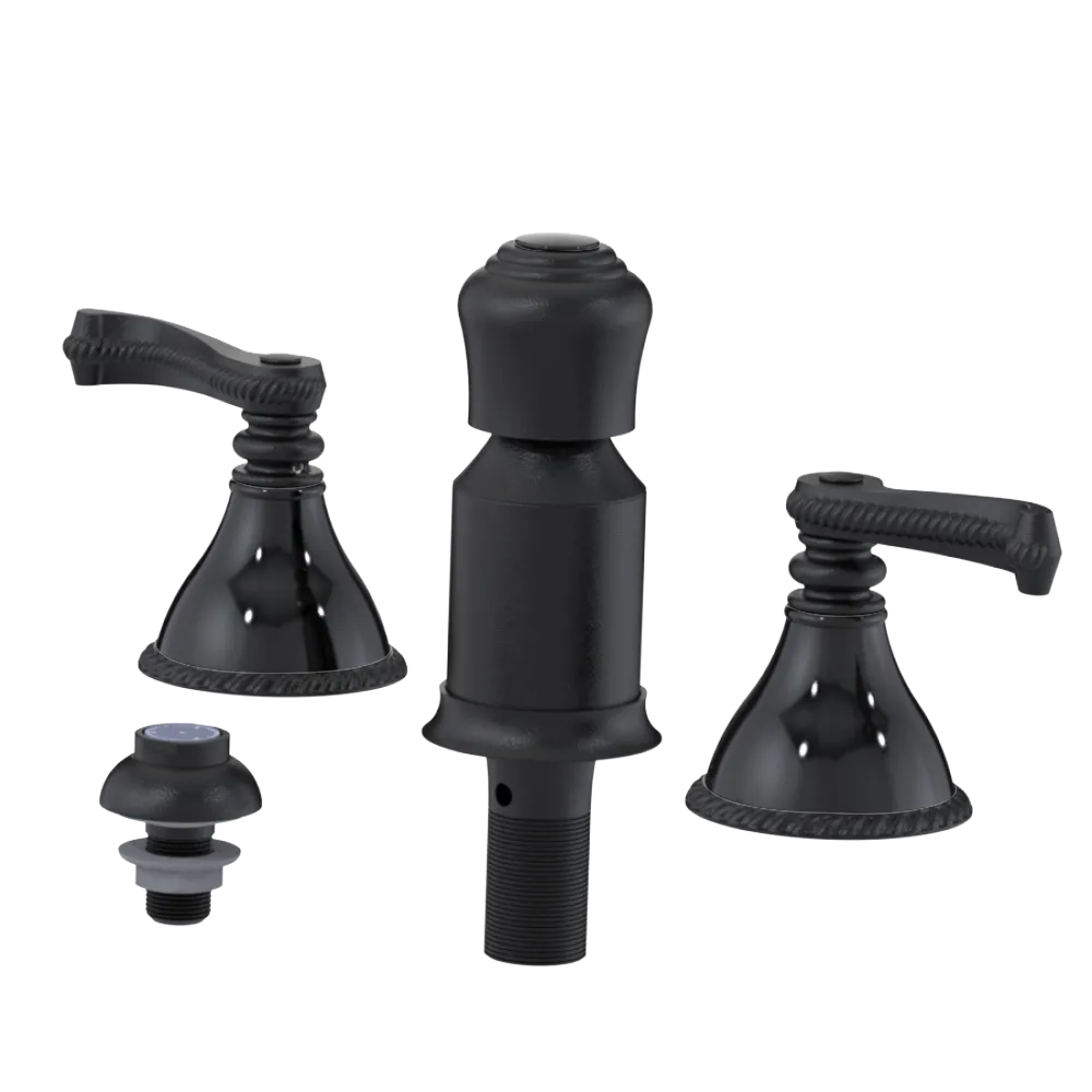Rubinet Bidet Fitting with Spray, Diverter, and Vacum Breaker (Less Drain) Matt Black